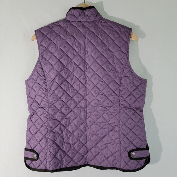 VTG Eddie Bauer Women's DOWN Fill Quilted Vest Sz L Purple Full-Zip Pocket - Picture 2 of 12
